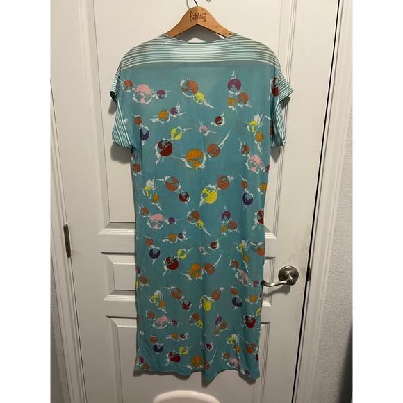 Vintage blue patterned sheer dress from Italy - Picture 3 of 3